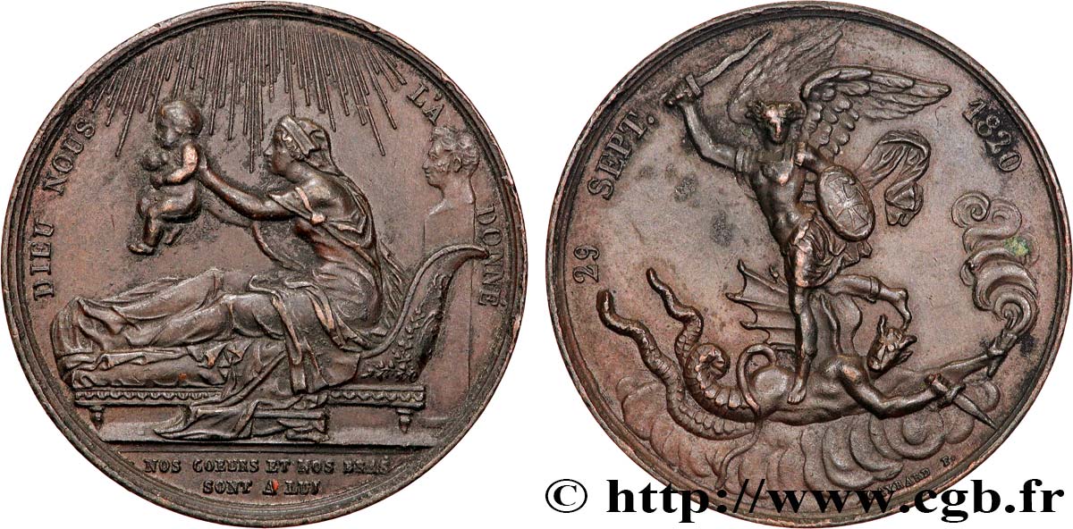 HENRY V COUNT OF CHAMBORD Médaille, Naissance de Henri, duc de Bordeaux, futur comte de Chambord XF