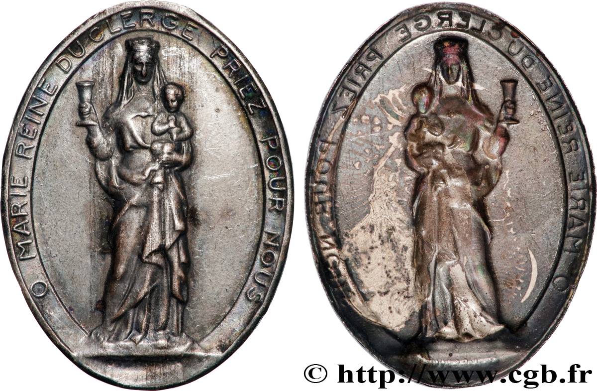 MÉDAILLES RELIGIEUSES Médaille, Vierge Marie, reine du clergé TTB+
