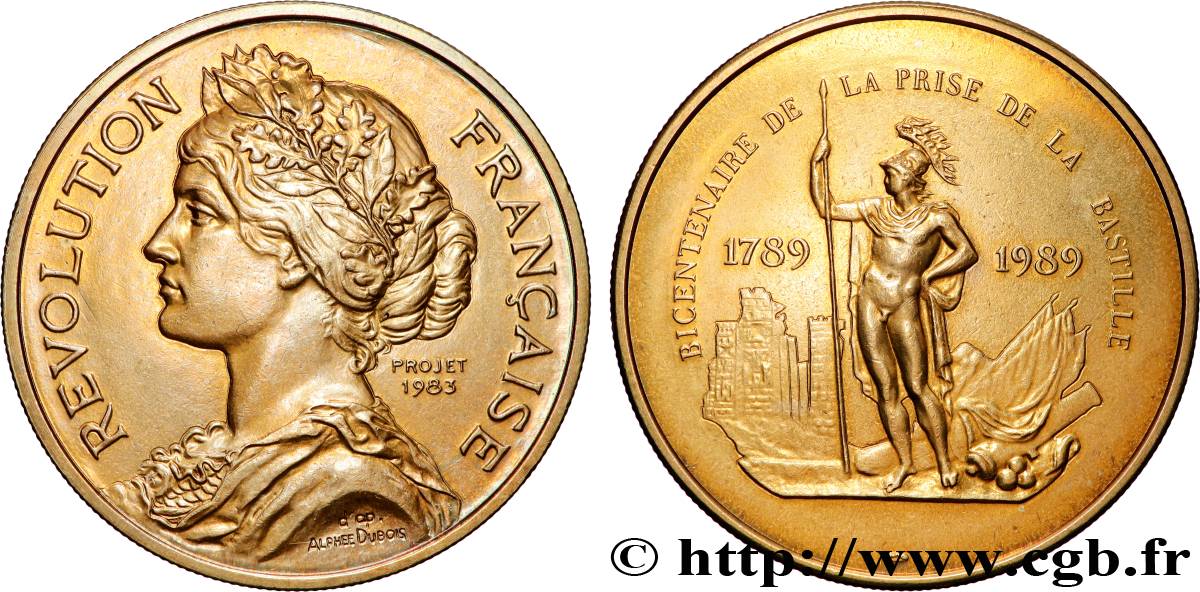 CINQUIÈME RÉPUBLIQUE Médaille, Bicentenaire de la prise de la Bastille SUP