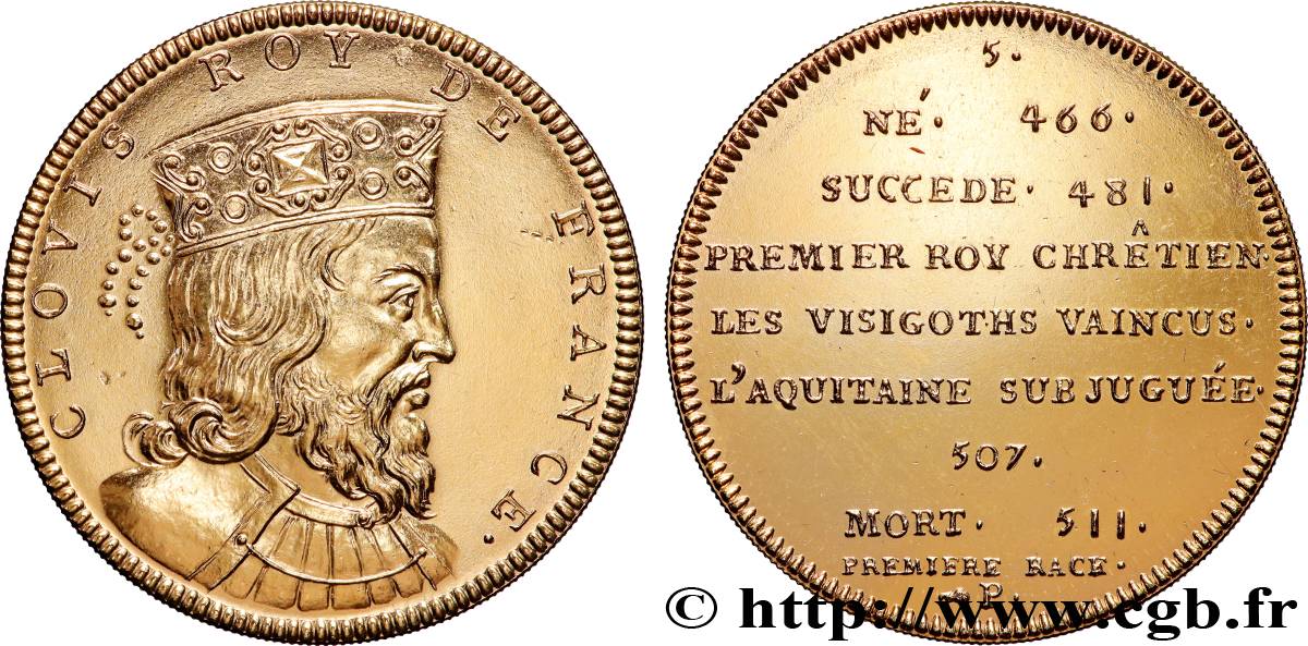 SÉRIE MÉTALLIQUE DES ROIS DE FRANCE Médaille, Clovis - 5 - refrappe ultra-moderne TTB+