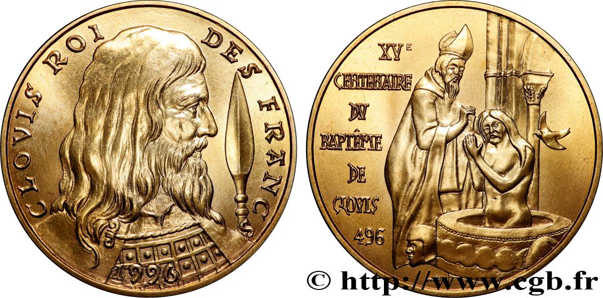 V REPUBLIC Médaille, XV centenaire du baptême de Clovis AU