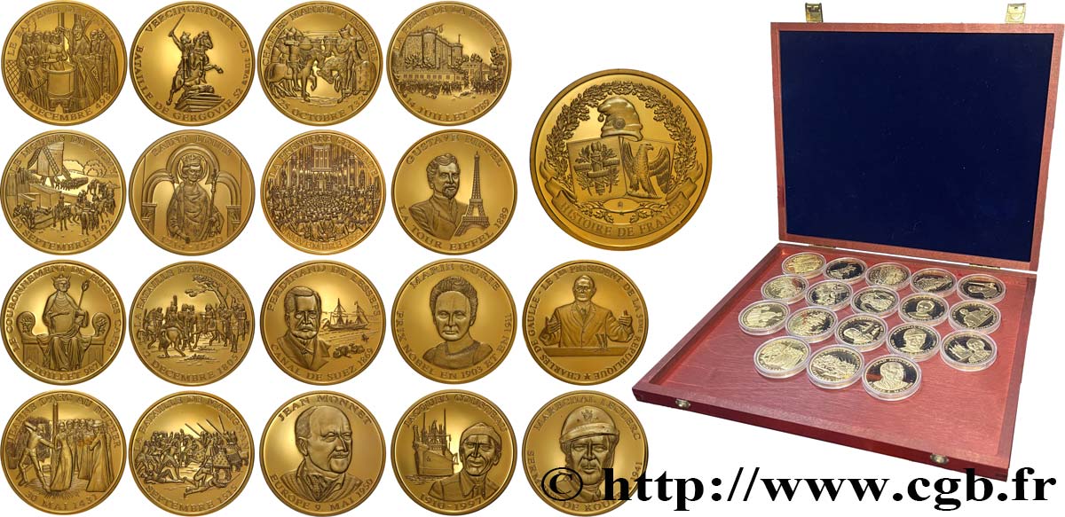HISTOIRE DE FRANCE Coffret de 18 médailles, Histoire de France Polierte Platte