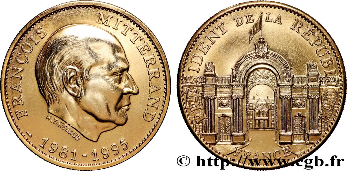 V REPUBLIC Médaille, François Mitterand AU