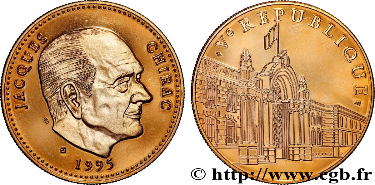 V REPUBLIC Médaille, Jacques Chirac, président de la République AU