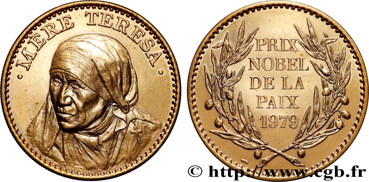 CINQUIÈME RÉPUBLIQUE Médaille, Mère Thérésa, Prix nobel de la Paix SUP