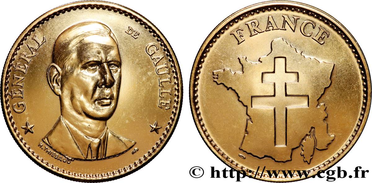 V REPUBLIC Médaille, Général de Gaulle, président de la République AU