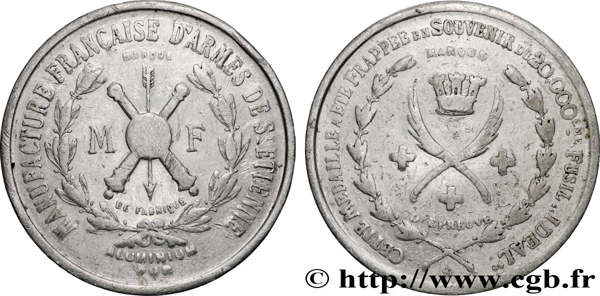 TROISIÈME RÉPUBLIQUE Médaille, Marque d’épreuve, Souvenir du 10000e fusil idéal TTB