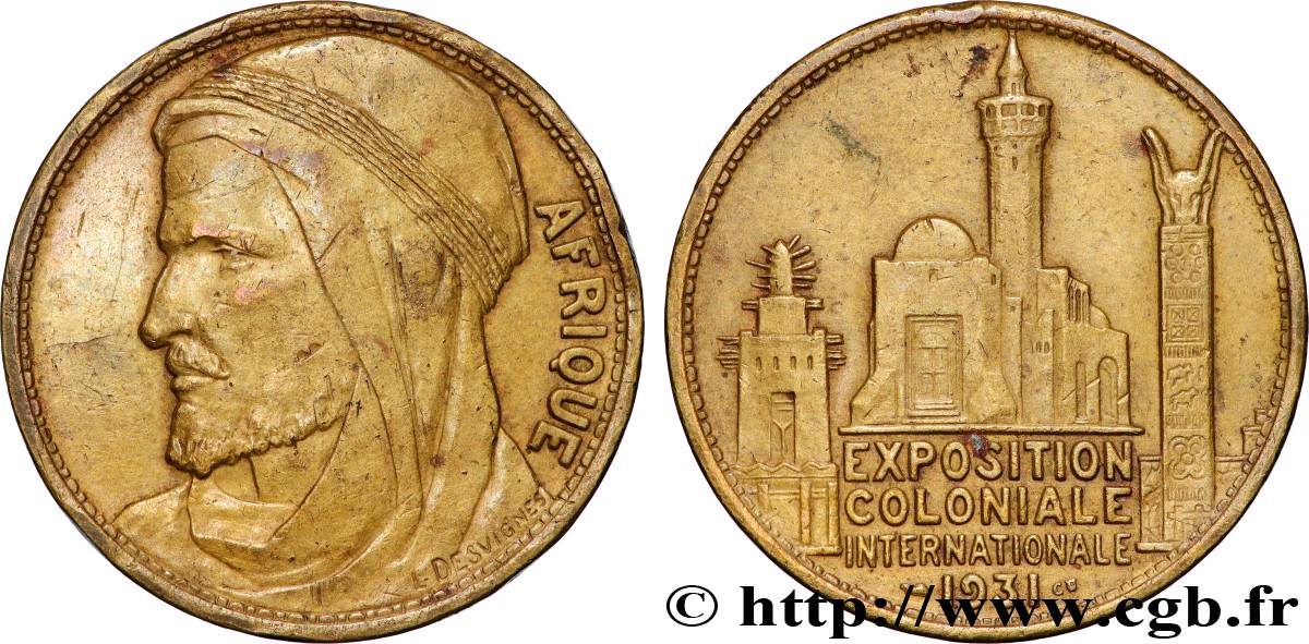 III REPUBLIC Médaille, Exposition Coloniale Internationale - Afrique XF