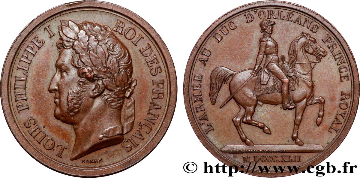LUIGI FILIPPO I Médaille, L’armée au Duc d’Orléans, prince royal SPL