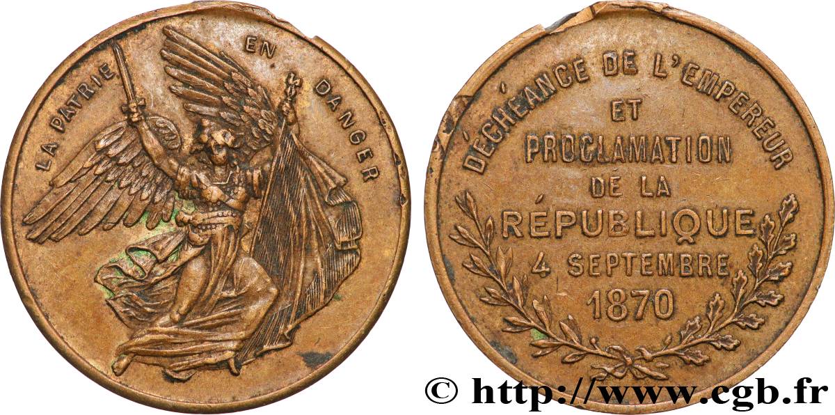 III REPUBLIC Médaille, Déchéance de l’Empereur Napoléon III XF