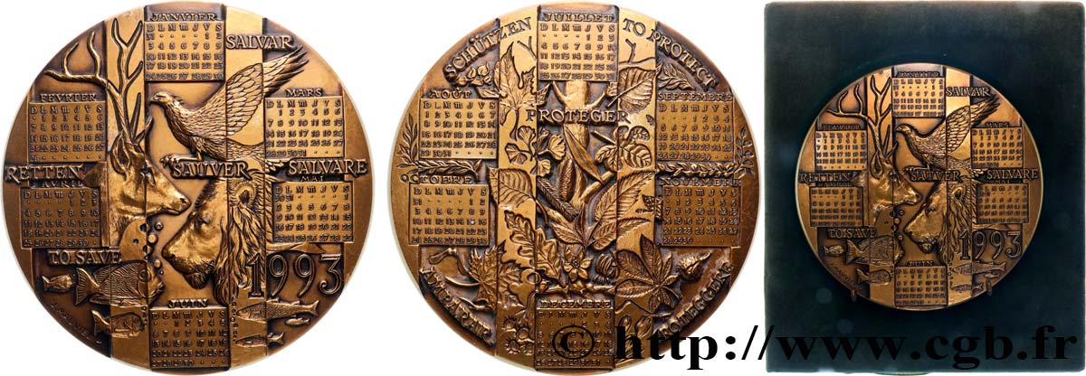 CINQUIÈME RÉPUBLIQUE Médaille calendrier, Sauver et Protéger SUP