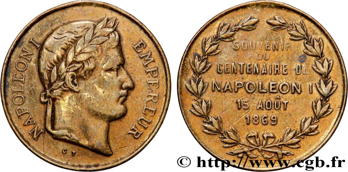 SECOND EMPIRE Médaille, Souvenir du centenaire de Napoléon Ier XF