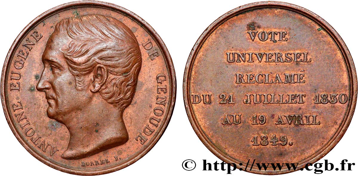 SECOND REPUBLIC Médaille, Hommage à Antoine Eugène Genoude XF