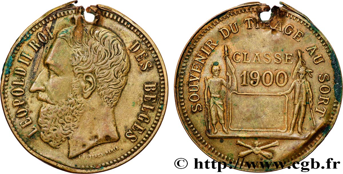 BELGIUM - KINGDOM OF BELGIUM - LEOPOLD II Médaille, Souvenir du tirage au sort VF