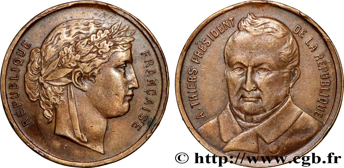 TROISIÈME RÉPUBLIQUE Médaille, Président Adolphe Thiers TTB