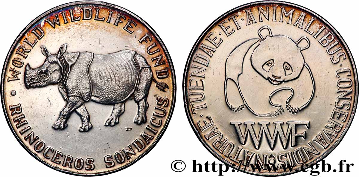 ANIMALS Médaille, World Wild Fund, Rhinoceros sondaicus XF