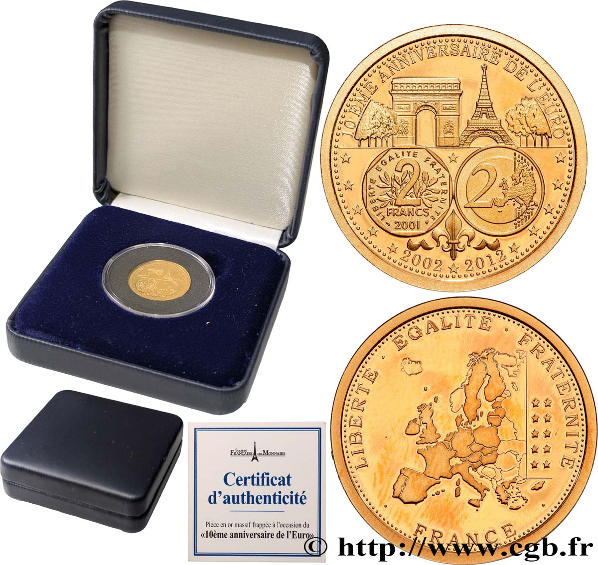 V REPUBLIC Médaille, 10e Anniversaire de l’Euro Proof set