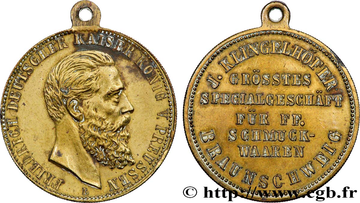 GERMANY - KINGDOM OF PRUSSIA - FREDERICK III Médaille, Magasin spécialisé Klingelhöffer XF