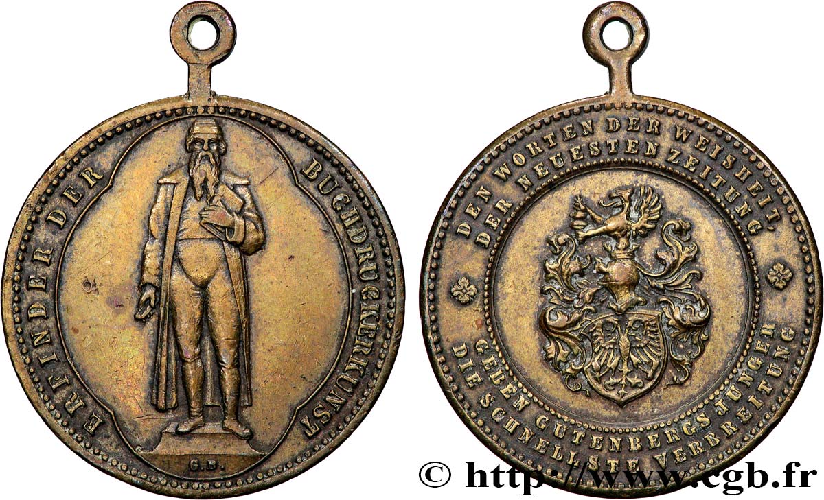 IMPRIMERIE Médaille, Johannes Gutenberg TTB
