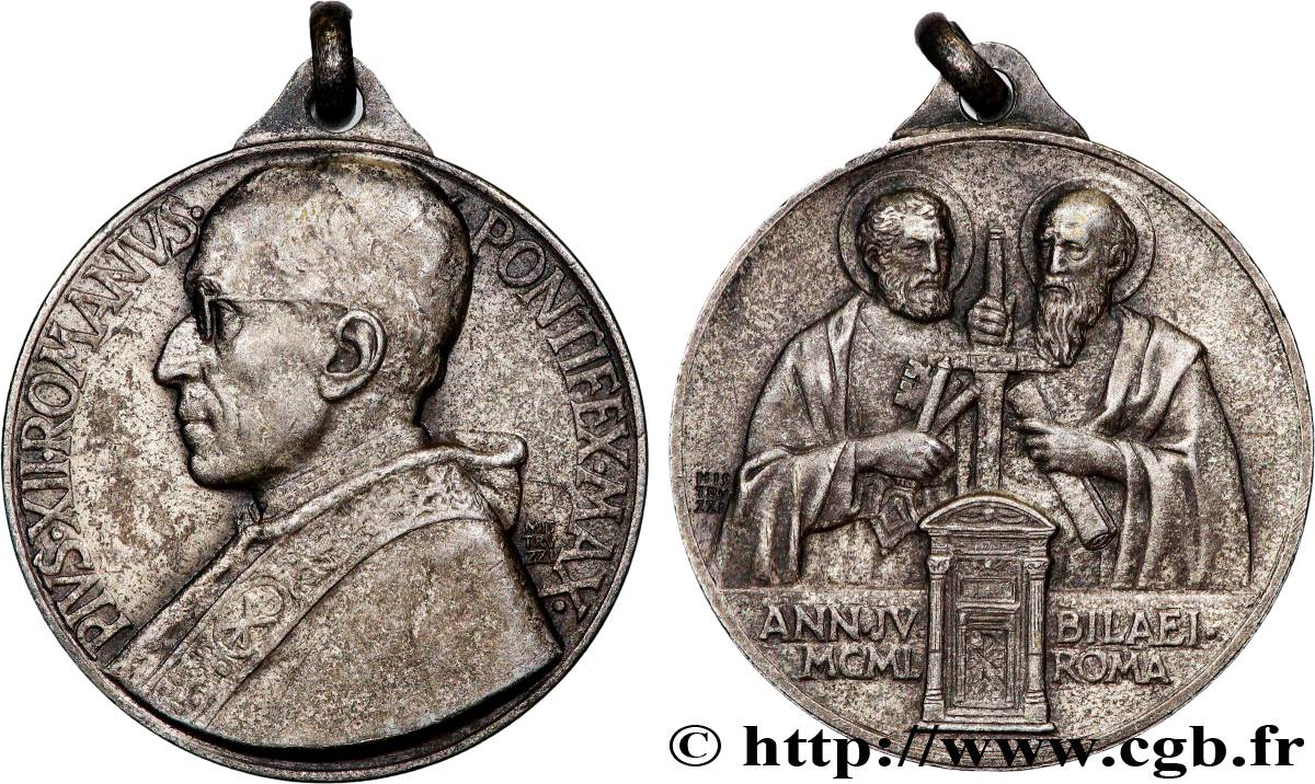 VATICAN - PIUS XII (Eugenio Pacelli) Médaille, Nouvelle année jubilaire AU