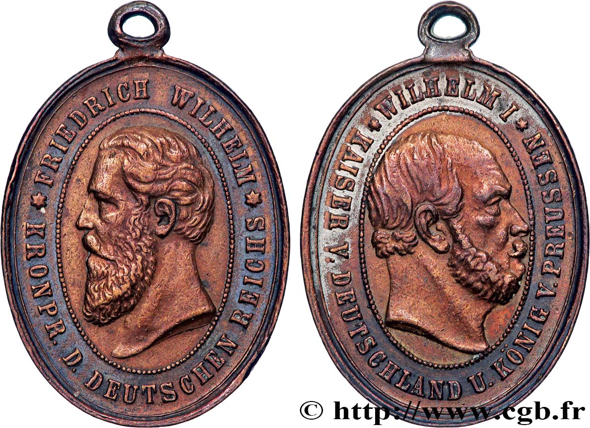 GERMANY - KINGDOM OF PRUSSIA - WILLIAM I Médaille, Guillaume Ier et le prince héritier AU