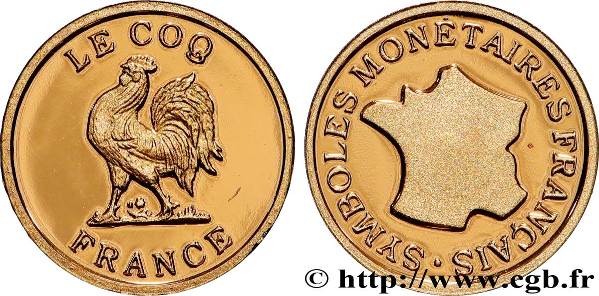 V REPUBLIC Médaillette, Le coq, Symbole monétaire français Proof set
