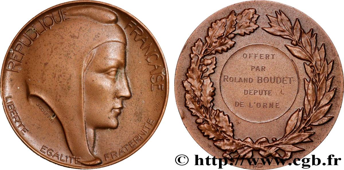 V REPUBLIC Médaille, Offerte par le député Roland Boudet XF
