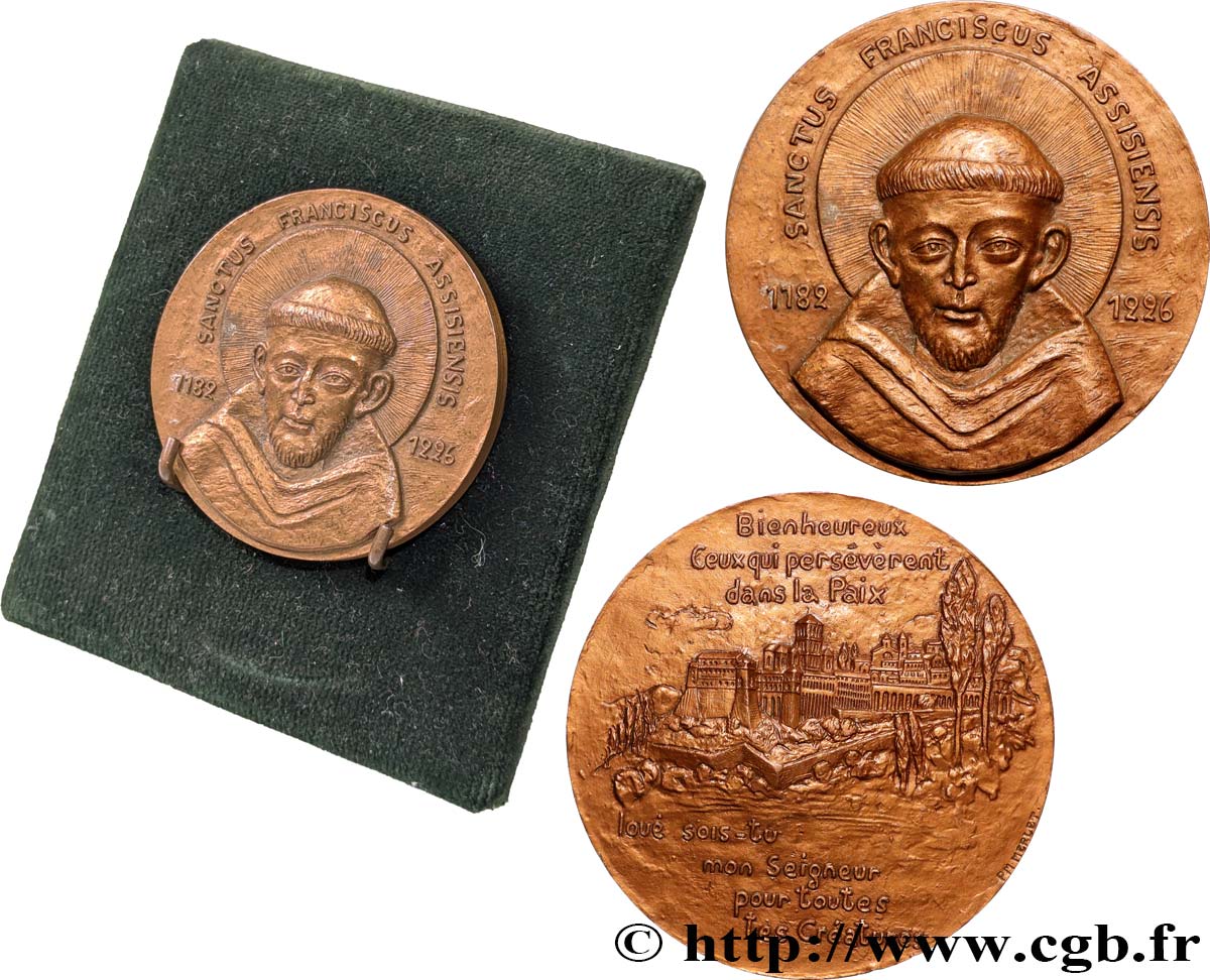 V REPUBLIC Médaille, VIIIe centenaire de la naissance de Saint François d’Assise AU/AU