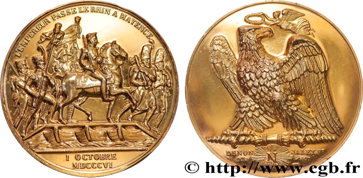 PREMIER EMPIRE / FIRST FRENCH EMPIRE Médaille, Passage du Rhin à Mayence, refrappe AU