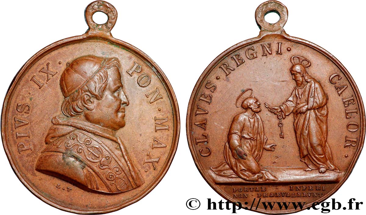 ITALIA - ESTADOS PONTIFICOS - PIE IX (Giovanni Maria Mastai Ferrettii) Médaille, Claves Regni Caelor MBC