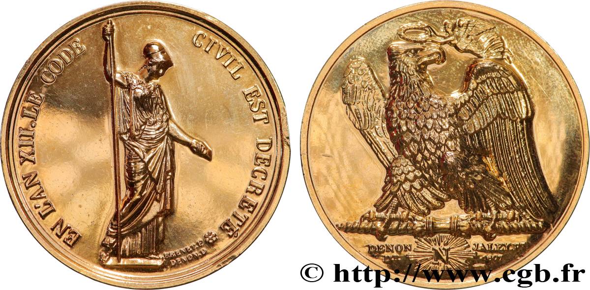 NAPOLEON S EMPIRE Médaille, Déclaration du code civil, refrappe AU