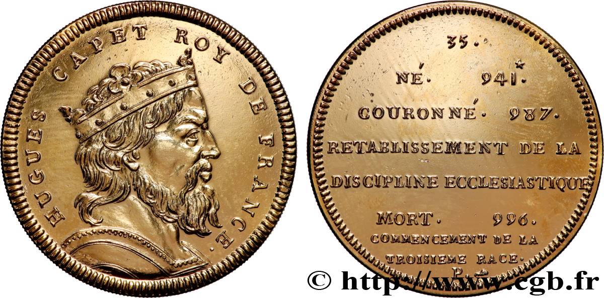 METALLIC SERIES OF THE KINGS OF FRANCE  Règne de HUGUES CAPET - 35 - refrappe ultra-moderne AU