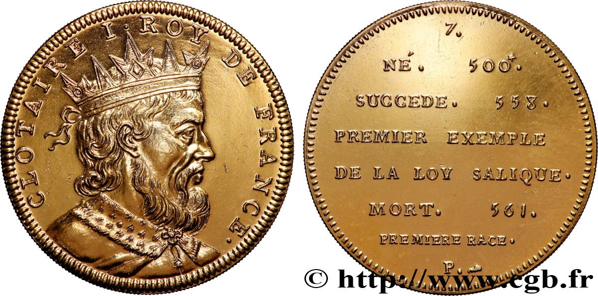 SÉRIE MÉTALLIQUE DES ROIS DE FRANCE Médaille, Règne de CLOTAIRE Ier - 7 - refrappe ultra-moderne VZ