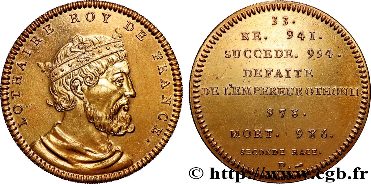 SÉRIE MÉTALLIQUE DES ROIS DE FRANCE Médaille, Lothaire - 33 - refrappe ultra-moderne VZ