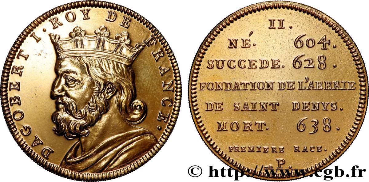 SÉRIE MÉTALLIQUE DES ROIS DE FRANCE Médaille, Dagobert I - 2 - refrappe ultra-moderne SPL