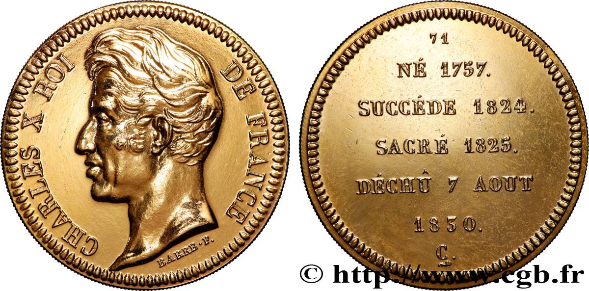 SÉRIE MÉTALLIQUE DES ROIS DE FRANCE Médaille, Règne de CHARLES X - 71 - refrappe ultra-moderne SPL