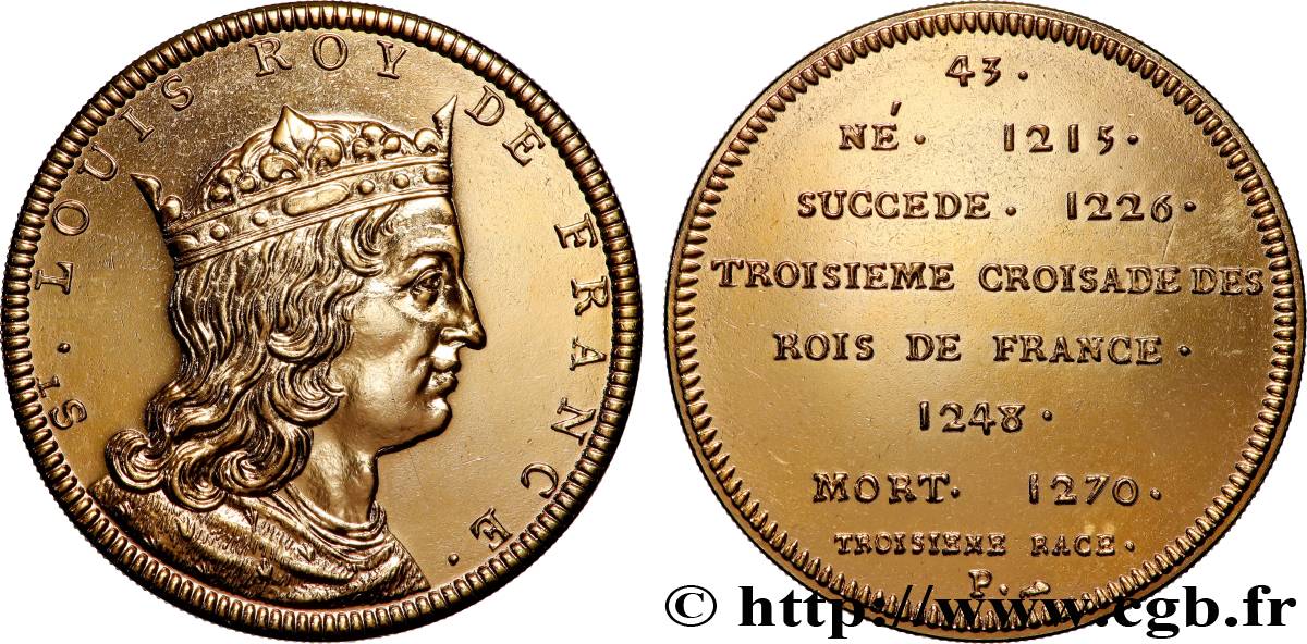 METALLIC SERIES OF THE KINGS OF FRANCE  Médaille, Saint Louis - 43 - refrappe ultra-moderne AU