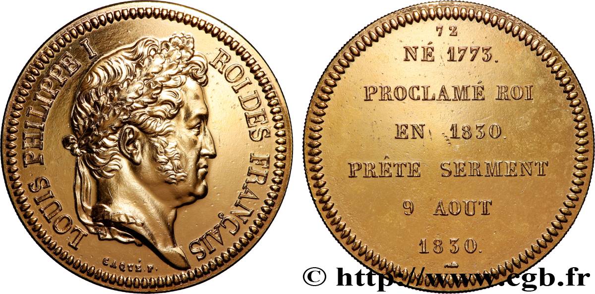 METALLIC SERIES OF THE KINGS OF FRANCE  Médaille, Louis-Philippe - 72 - refrappe ultra-moderne AU