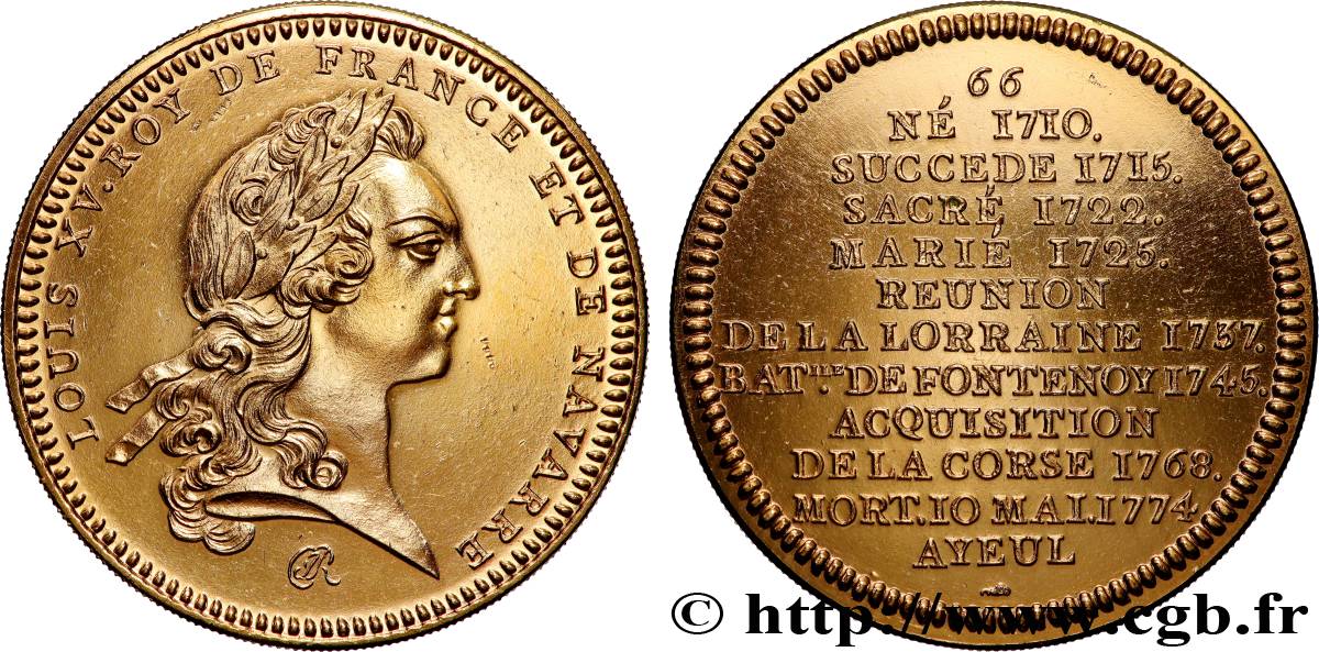SÉRIE MÉTALLIQUE DES ROIS DE FRANCE Médaille, Louis XV - 66 - refrappe ultra-moderne AU