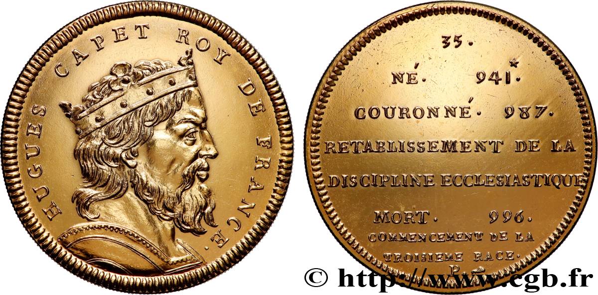 SÉRIE MÉTALLIQUE DES ROIS DE FRANCE Règne de HUGUES CAPET - 35 - refrappe ultra-moderne SUP