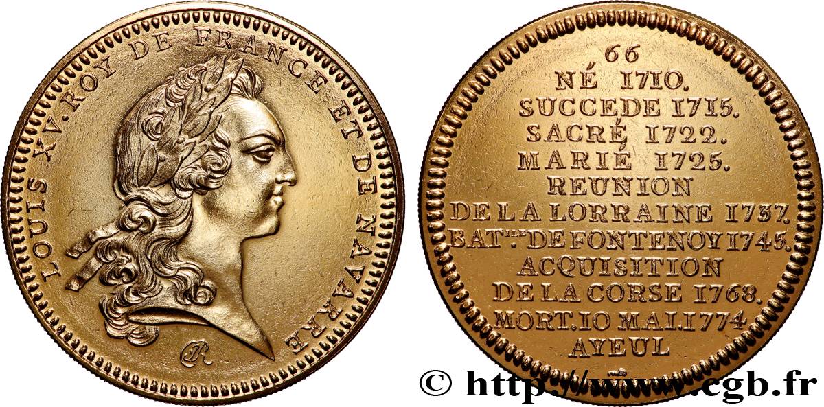 SÉRIE MÉTALLIQUE DES ROIS DE FRANCE Médaille, Louis XV - 66 - refrappe ultra-moderne SUP