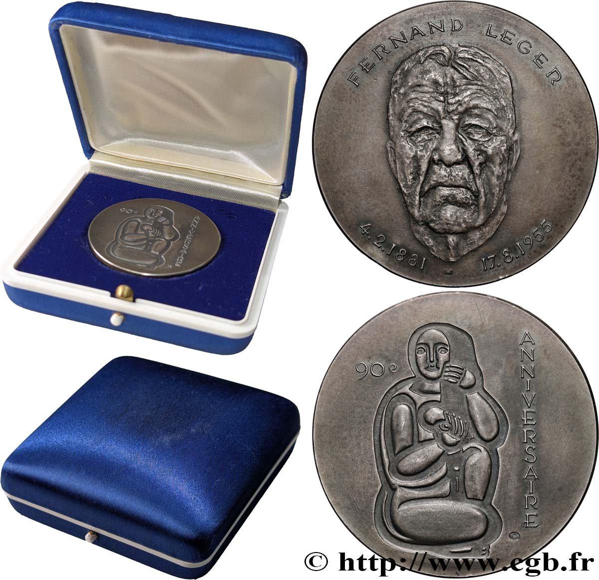 ARTISTES : GRAVEURS, PEINTRES, SCULPTEURS Médaille, Fernand Léger, 90e anniversaire de naissance TTB+