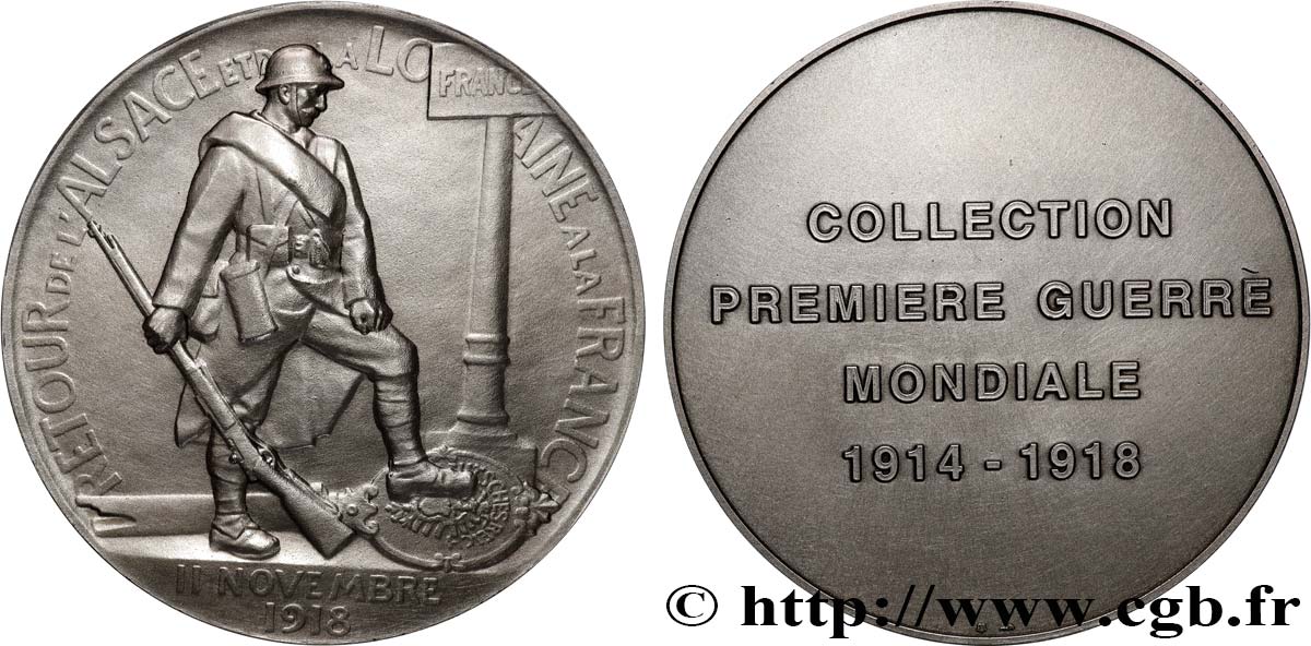QUINTA REPUBBLICA FRANCESE Médaille, Retour de l’Alsace et Lorraine à la France, Collection première guerre mondiale SPL