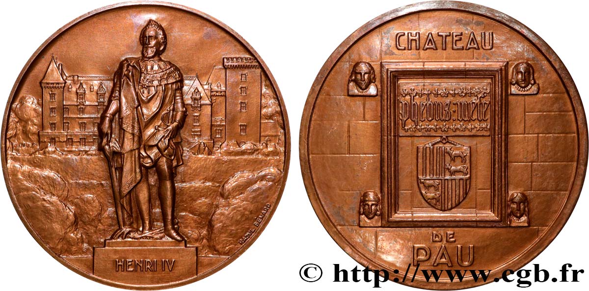 QUINTA REPUBLICA FRANCESA Médaille, Château de Pau, Henri IV EBC