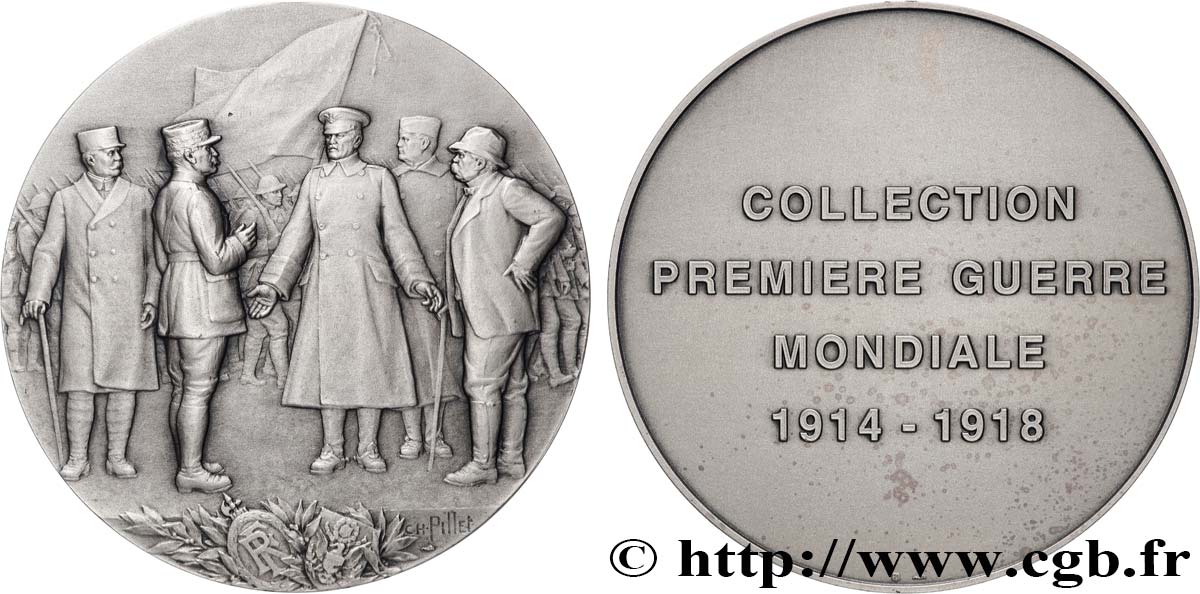 V REPUBLIC Médaille, Visite du Général Pershilg sur le front, Collection première guerre mondiale AU