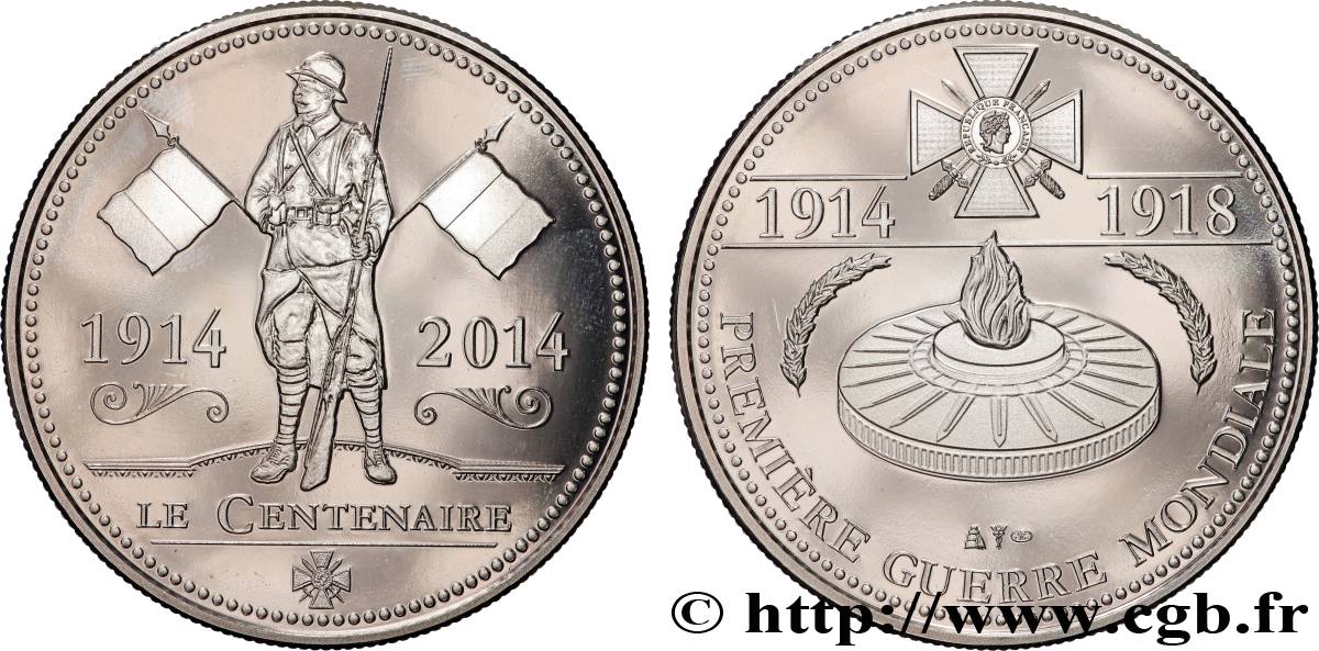 FUNFTE FRANZOSISCHE REPUBLIK Médaille commémorative, Centenaire de la Première Guerre Mondiale fST