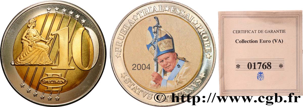 EUROPE Médaille, Specimen 10 euros, État de Vatican SUP