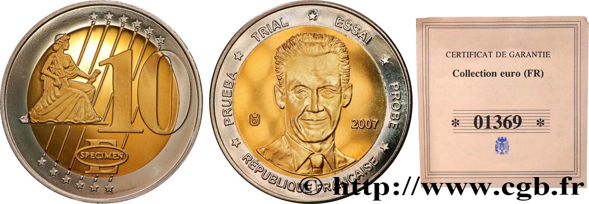 EUROPE Médaille, Specimen 10 euros, République française SUP