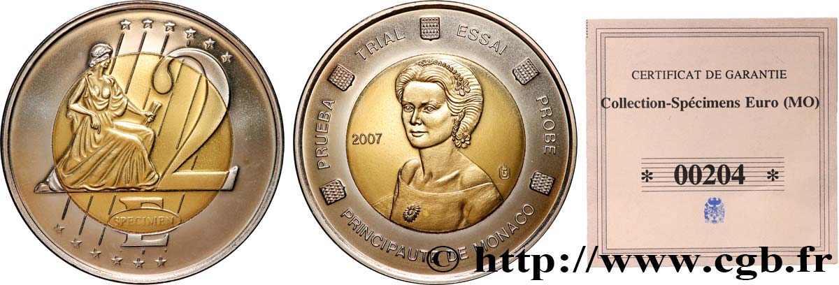 EUROPE Médaille, Essai 2 Euro République de Monaco SPL