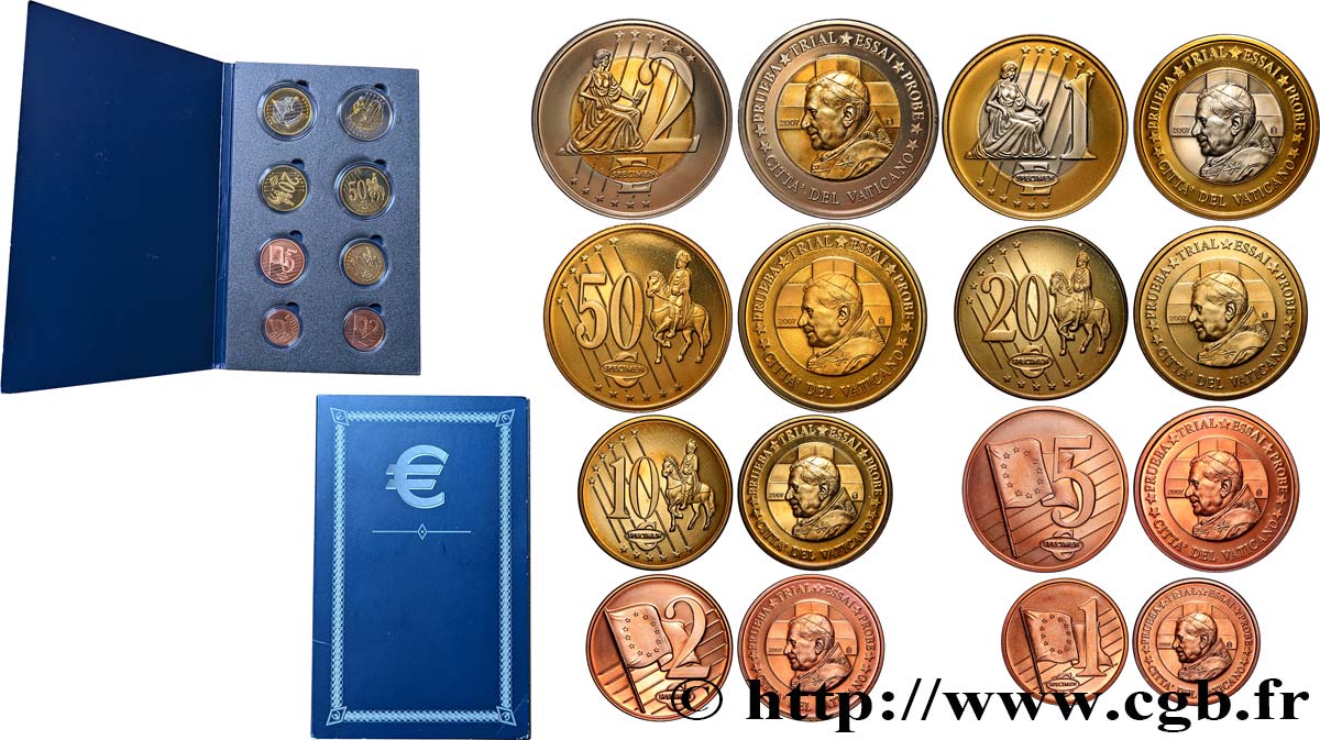 EUROPE Série de 8 médailles, Essai Euros Vatican SPL